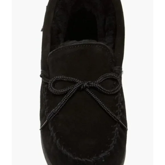 BEARPAW Mindy Genuine Sheepskin Fur Lined Moccasin Black Women's Size 8 NEW [jb] - Picture 2 of 11